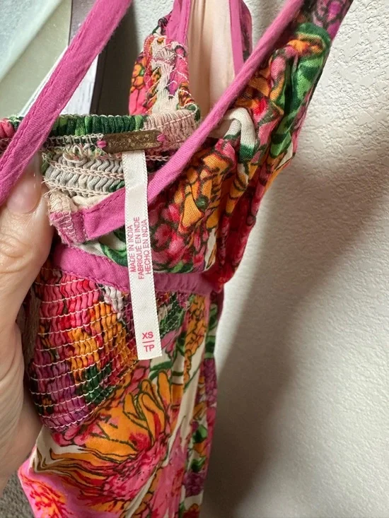 Free People dreamweaver Pink Floral Maxi Dress with Strappy V-Neck - Picture 4 of 5